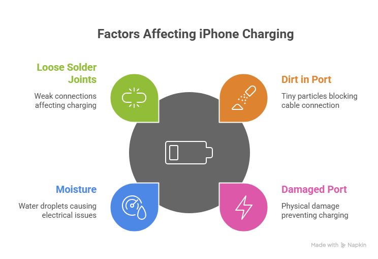 Four factors affecting the iPhone charging and where you need to fix the iPhone charging port